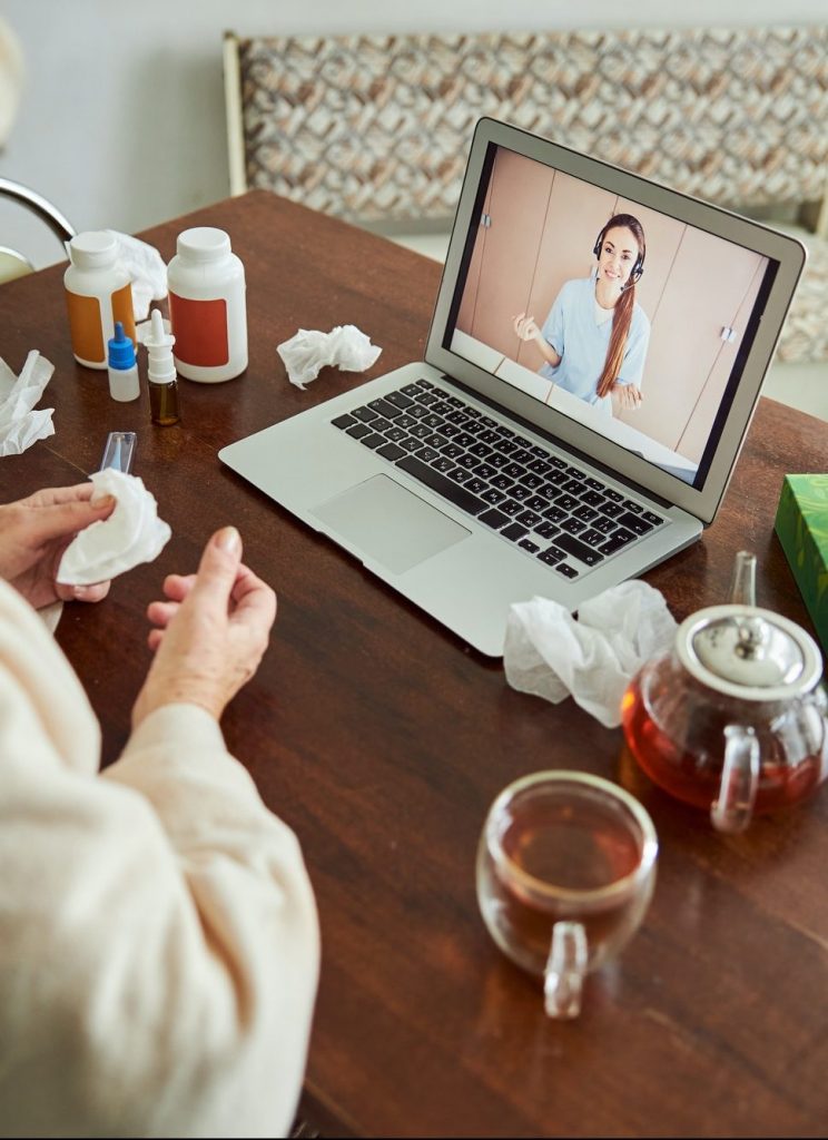 Patient speaking with a healthcare professional remotely