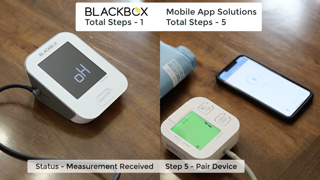 BlackBox blood pressure monitor sending a reading through its cellular connection